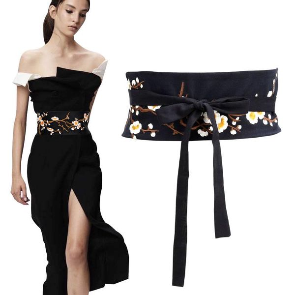women's runway fashion black handmade embroidery cotton cummerbunds female vintage dress corsets decoration wide waistband belts, Black;brown
women's runway fashion black handmade embroidery cotton cummerbunds female vintage dress corsets decoration wide waistband belts, Black;brown