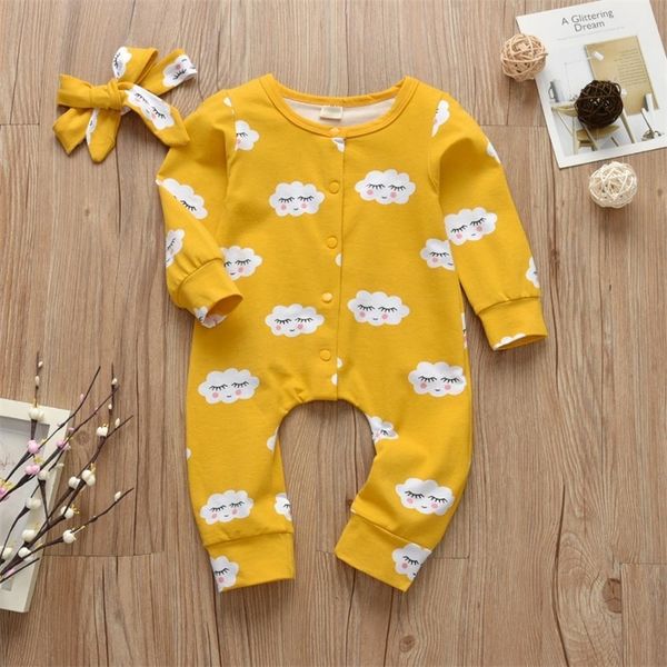 2pcs cute newborn clothes infant baby girls clothing set long sleeve cartoon white cloud romper with headband toddler outfits y200803
2pcs cute newborn clothes infant baby girls clothing set long sleeve cartoon white cloud romper with headband toddler outfits y200803