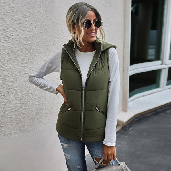 women's vests 2021 autumn winter sleeveless hooded women zipper pocket decor keep warm thick casual slim padded jacket streetwear femme, Black;white
women's vests 2021 autumn winter sleeveless hooded women zipper pocket decor keep warm thick casual slim padded jacket streetwear femme, Black;white