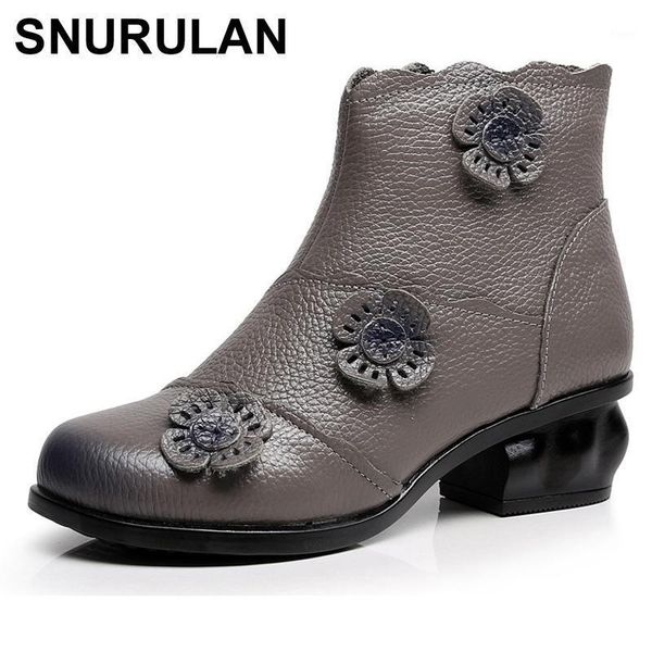 snurulan women winter boots vintage genuine leather flowers thick heel short plush warm ankle boots for women shoes e0291, Black
snurulan women winter boots vintage genuine leather flowers thick heel short plush warm ankle boots for women shoes e0291, Black
