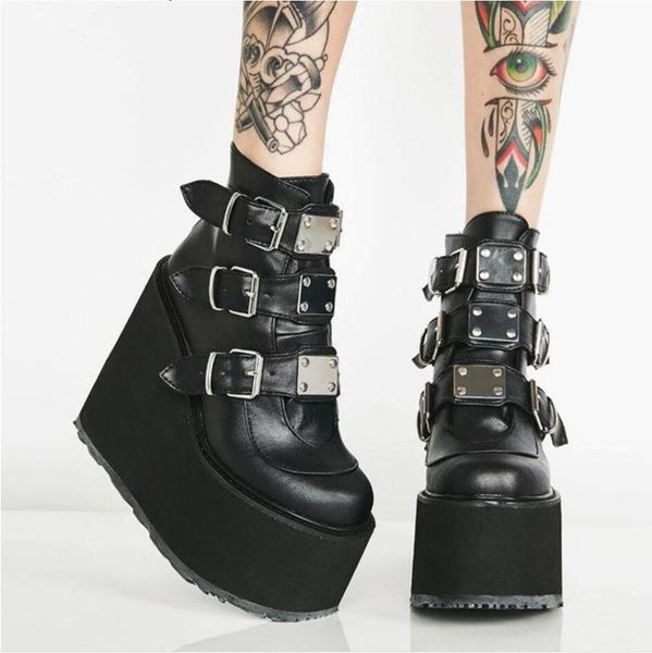 2021 metal buckle ankel boots for women black white punk female platform boots wedges high heels botas boots shoes plus size 43
2021 metal buckle ankel boots for women black white punk female platform boots wedges high heels botas boots shoes plus size 43