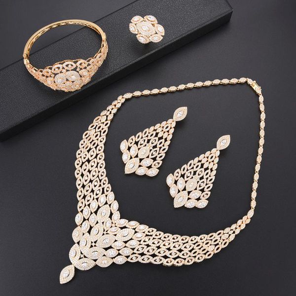 Deluxe African Engagement Necklace CZ dubai gold jewelry sets for women Necklace Earrings fashion jewelry Ring Bracelet, Silver
Deluxe African Engagement Necklace CZ dubai gold jewelry sets for women Necklace Earrings fashion jewelry Ring Bracelet, Silver