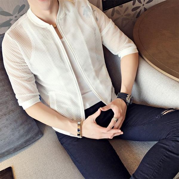 men's jackets mesh men luxury hollow out nightclub party half sleeve mens and coats fashion stand collar thin, Black;brown
men's jackets mesh men luxury hollow out nightclub party half sleeve mens and coats fashion stand collar thin, Black;brown