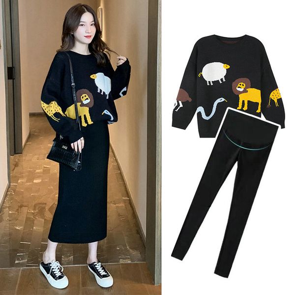 pregnant women's sweaters for autumn wear fashionable loose and versatile short winter bottomed t-shirt two-piece suit, White
pregnant women's sweaters for autumn wear fashionable loose and versatile short winter bottomed t-shirt two-piece suit, White