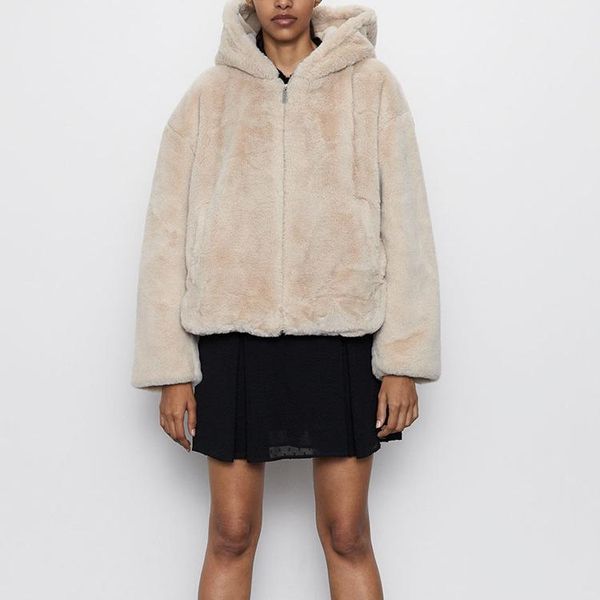 women's fur & faux zoulv warm coat in autumn winter british loose wild hooded short velvet fashion simple street temperament trend, Black
women's fur & faux zoulv warm coat in autumn winter british loose wild hooded short velvet fashion simple street temperament trend, Black