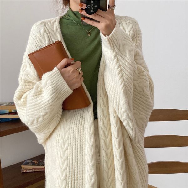 2021 new female cardigan oversized knitted solid shirts loose open point mid-long coat thicken knitting sweater ctm0, White;black
2021 new female cardigan oversized knitted solid shirts loose open point mid-long coat thicken knitting sweater ctm0, White;black