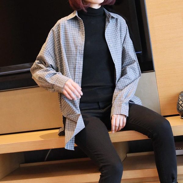 women's blouses & shirts all-match long sleeve plaid print autumn women singer button cotton 100% and vintage streetwear korean tunic, White
women's blouses & shirts all-match long sleeve plaid print autumn women singer button cotton 100% and vintage streetwear korean tunic, White
