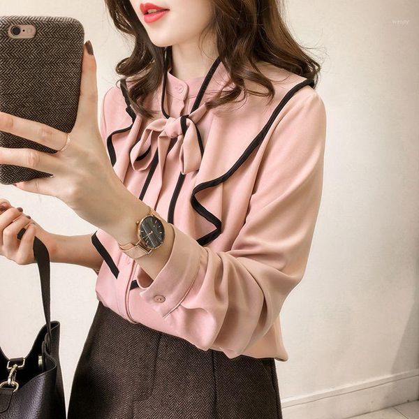 women's long sleeve collar knot shirt womens blouse party blouses clothes autumn blusas camisas mujer pink balck 20201, White
women's long sleeve collar knot shirt womens blouse party blouses clothes autumn blusas camisas mujer pink balck 20201, White