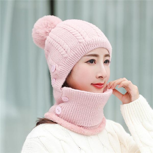 winter knitted beanies hat with neck scarf one piece button solid color pompom warm skullies hat outdoor windproof cap mask, Blue;gray
winter knitted beanies hat with neck scarf one piece button solid color pompom warm skullies hat outdoor windproof cap mask, Blue;gray