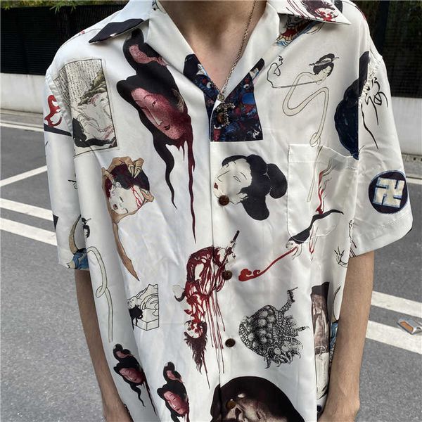 men's casual shirts /wacko maria 21ss ghost night trip cuban collar trend loose summer short sleeve shirt, White;black
men's casual shirts /wacko maria 21ss ghost night trip cuban collar trend loose summer short sleeve shirt, White;black