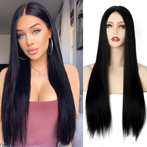 new european and american ladies wig long straight front lace chemical fiber lady wig set small lace wigs, Black
new european and american ladies wig long straight front lace chemical fiber lady wig set small lace wigs, Black