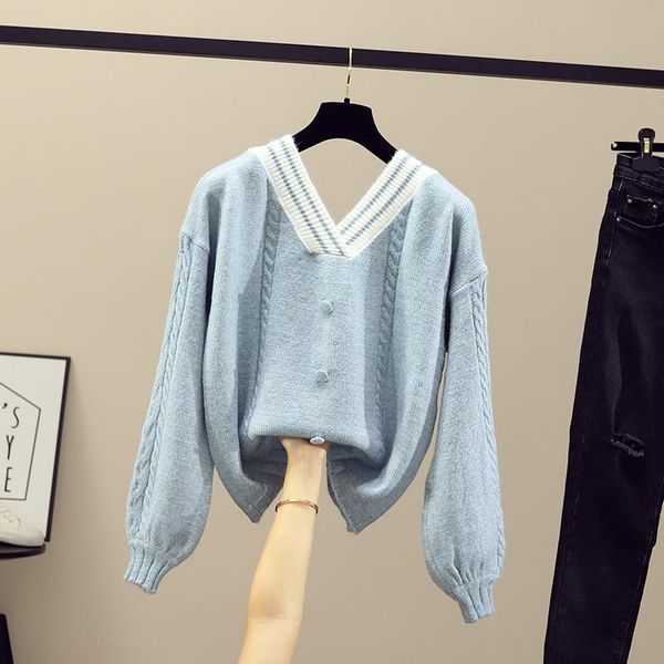 pullover women v-neck sweater autumn winter vintage 2021 imitated mink wool personality print oversized knitted pullovers warm, White;black
pullover women v-neck sweater autumn winter vintage 2021 imitated mink wool personality print oversized knitted pullovers warm, White;black