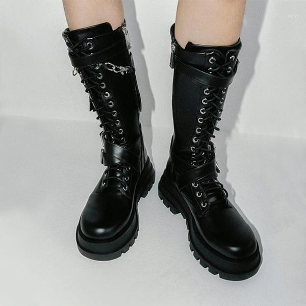 boots design women long multi-buckle black flat boot lace-up platform chunky heel for leather boots1
boots design women long multi-buckle black flat boot lace-up platform chunky heel for leather boots1