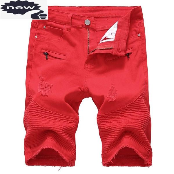summer new pleated hole ripped jean shorts men high street elastic straight knee length jeans oversize 42 black white red, Blue
summer new pleated hole ripped jean shorts men high street elastic straight knee length jeans oversize 42 black white red, Blue