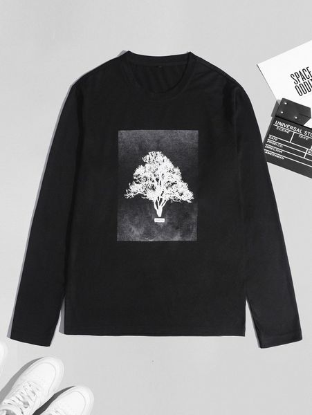 men tree and letter graphic tee w08o#, White;black
men tree and letter graphic tee w08o#, White;black