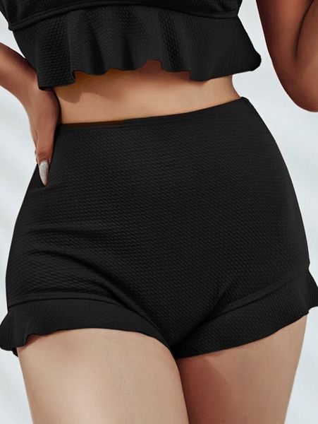 solid ruffle hem bikini bottom t8wv#, White;black