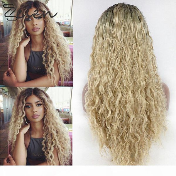 zesen ombre blonde synthetic lace front wigs with baby hair curly long hair resistant 13*4 glueless with natural hairline, Black
zesen ombre blonde synthetic lace front wigs with baby hair curly long hair resistant 13*4 glueless with natural hairline, Black