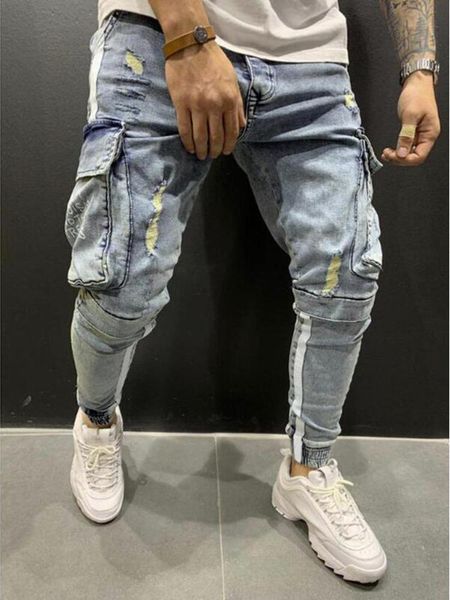 men's jeans 2021 spring and autumn cotton -selling high street multi-pocket trend fashion slim hip-hop casual pants, Blue
men's jeans 2021 spring and autumn cotton -selling high street multi-pocket trend fashion slim hip-hop casual pants, Blue