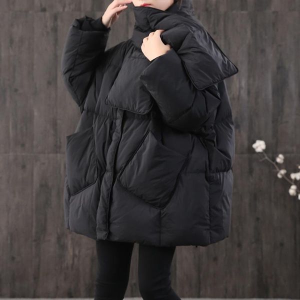 women's down & parkas 90% white duck coat winter scarf style thicker warm great quality bat sleeve oversize f214, Black
women's down & parkas 90% white duck coat winter scarf style thicker warm great quality bat sleeve oversize f214, Black