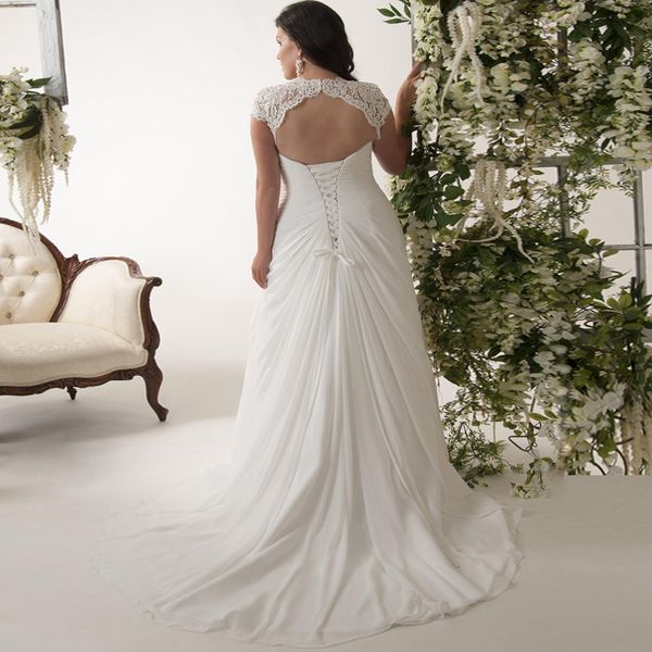 elegant plus size wedding dresses v-neck cap sleeves robe de mariage sweep train appliqued open back chiffon bridal gown 201114, White;black
elegant plus size wedding dresses v-neck cap sleeves robe de mariage sweep train appliqued open back chiffon bridal gown 201114, White;black