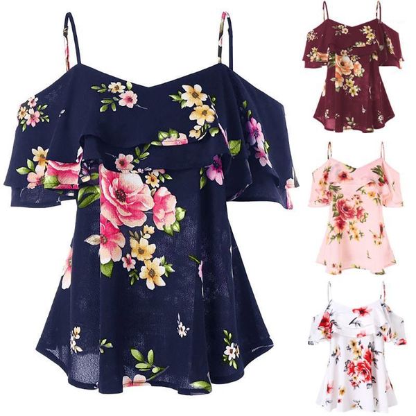 women's blouses & shirts plus size fashion floral ruffles strap blouse off shoulder casual summer ladies female women short sleeve blu, White
women's blouses & shirts plus size fashion floral ruffles strap blouse off shoulder casual summer ladies female women short sleeve blu, White