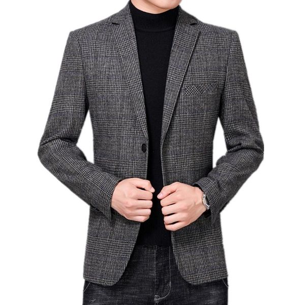 men blazer brand wool blend luxury suit jacket for men clothes autumn outerwear male long sleeve single-breasted casual blazers, White;black
men blazer brand wool blend luxury suit jacket for men clothes autumn outerwear male long sleeve single-breasted casual blazers, White;black