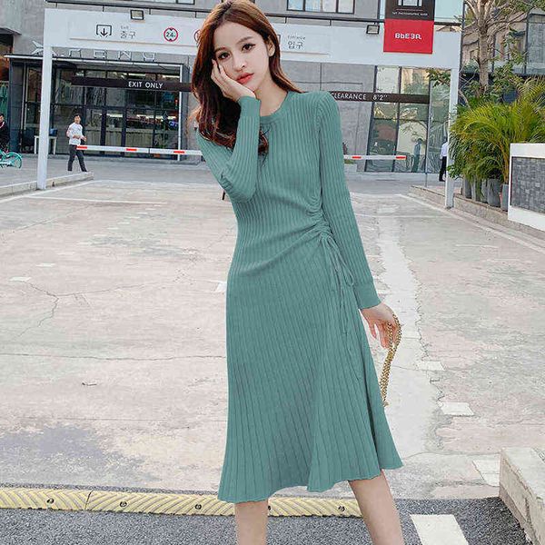 casual dresses autumn and winter 2022 slim round neck drawstring sweater knitted medium long sleeve dresses, Black;gray
casual dresses autumn and winter 2022 slim round neck drawstring sweater knitted medium long sleeve dresses, Black;gray