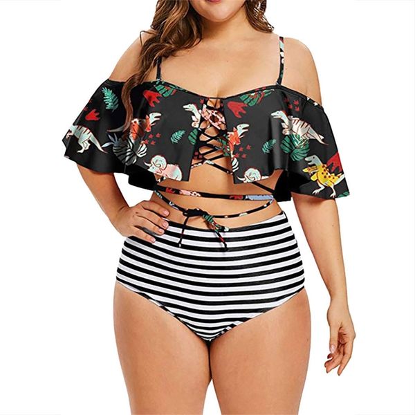 print plus size bikini set women high waist swimsuit 5xl fat feminine big bra two piece bikini push up beach wear for 100kg t200508, White;black
print plus size bikini set women high waist swimsuit 5xl fat feminine big bra two piece bikini push up beach wear for 100kg t200508, White;black