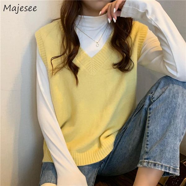 women's vests women sweaters vest knitting autumn v-neck simple solid casual loose soft elegant ladies preppy style students all-match, Black;white
women's vests women sweaters vest knitting autumn v-neck simple solid casual loose soft elegant ladies preppy style students all-match, Black;white
