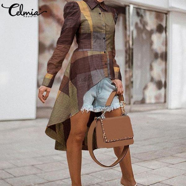 celmia 5xl fashion plaid blouse women long shirts asymmetrical tunic lapel long sleeve casual loose party blusas femininas1, White
celmia 5xl fashion plaid blouse women long shirts asymmetrical tunic lapel long sleeve casual loose party blusas femininas1, White