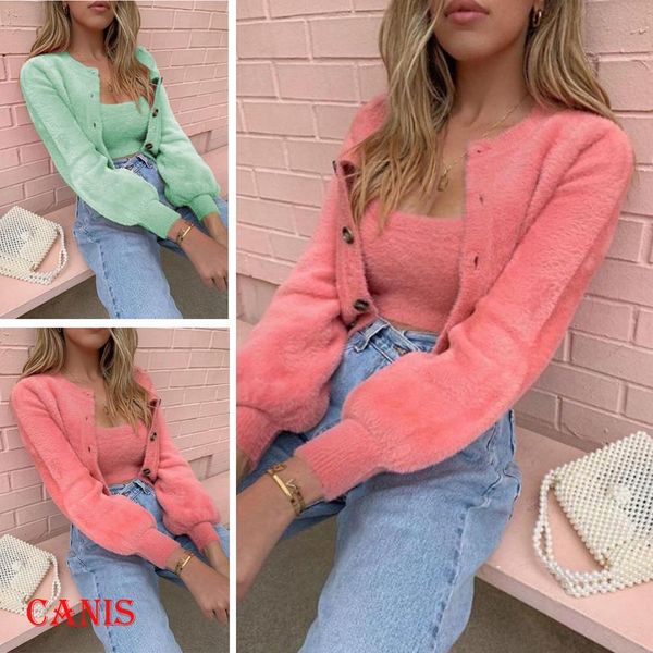 2 pcs casual womens long sleeve knitted fluffy cardigan sweater suit female pink slim button crop sweater plus size s-xl wmtnub, Silver
2 pcs casual womens long sleeve knitted fluffy cardigan sweater suit female pink slim button crop sweater plus size s-xl wmtnub, Silver