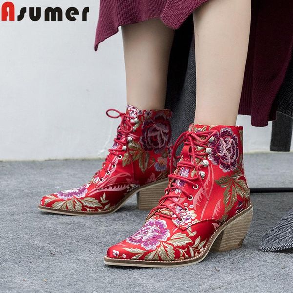 boots asumer 2021 embroidery autumn winter pointed toe lace up ladies square high heels shoes ankle for women, Black
boots asumer 2021 embroidery autumn winter pointed toe lace up ladies square high heels shoes ankle for women, Black