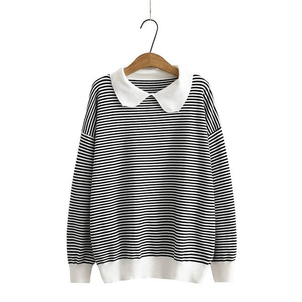 female size plus striped winter sweaters casual pullovers fall shoulder outerwear 03vh, White;black
female size plus striped winter sweaters casual pullovers fall shoulder outerwear 03vh, White;black