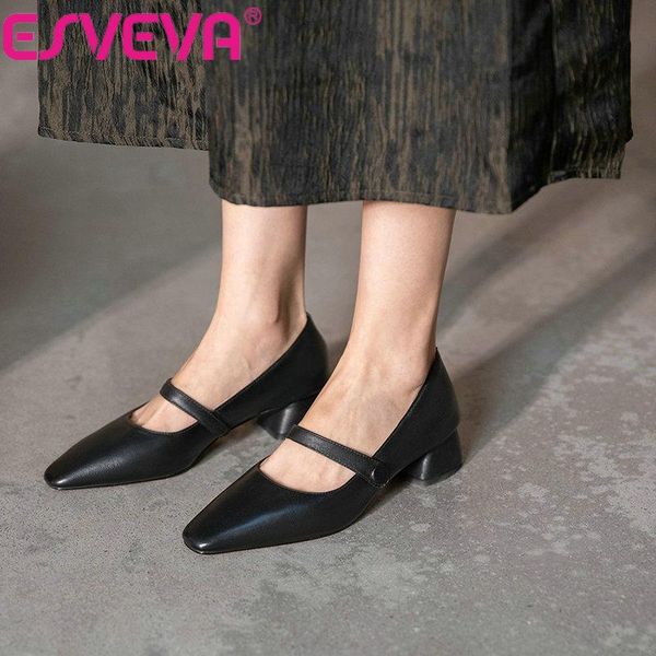 dress shoes esveva 2021 ankle strap genuine leather square med heels spring concise female toe slip on women size 34-40, Black
dress shoes esveva 2021 ankle strap genuine leather square med heels spring concise female toe slip on women size 34-40, Black