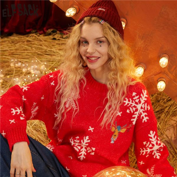 elfsack red reindeer print casual knit christmas pullover sweater women 2020 winter snowflake korean long sleeve ladies c1120, White;black
elfsack red reindeer print casual knit christmas pullover sweater women 2020 winter snowflake korean long sleeve ladies c1120, White;black
