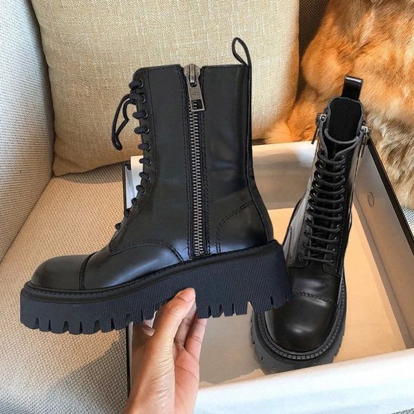 2020 fashion shoes woman genuine leather lace-up thick mid-calf boots round toe shoes winter female buckle fashion warm boots #h861, Black
2020 fashion shoes woman genuine leather lace-up thick mid-calf boots round toe shoes winter female buckle fashion warm boots #h861, Black