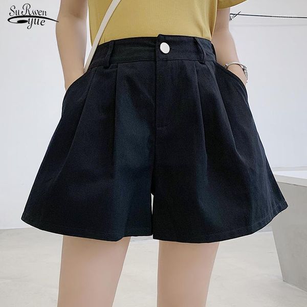 women's shorts 2021 korean style summer plus size women casual high waist solid wide leg white for short femme 9002 501, White;black
women's shorts 2021 korean style summer plus size women casual high waist solid wide leg white for short femme 9002 501, White;black