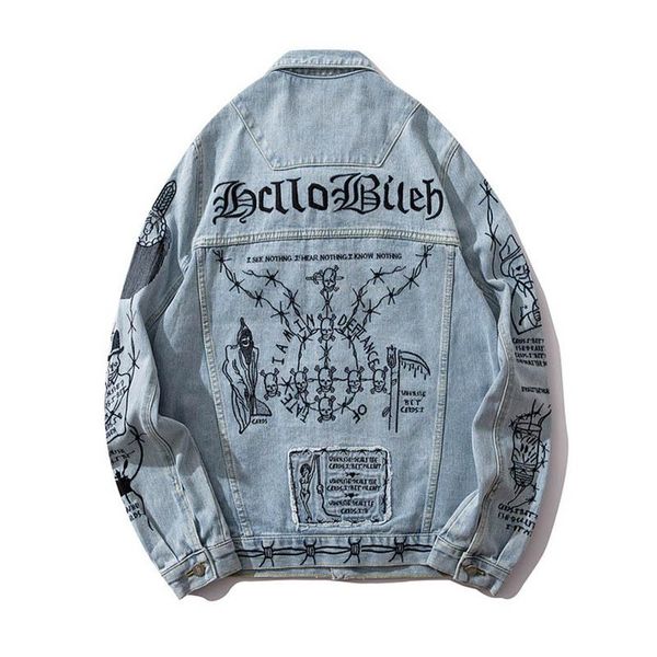 kiovno men's harajuku painted jeans coats hip hop embroidery streetwear denim jackets outwear for male coats size m-2xl, Black;brown
kiovno men's harajuku painted jeans coats hip hop embroidery streetwear denim jackets outwear for male coats size m-2xl, Black;brown