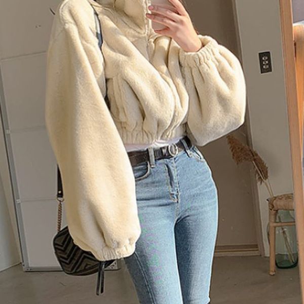 skin of the fake female autumn turn-down zipper casual thick collar loose feminine soft solid jacket outwear 2020 lihr, Black;brown
skin of the fake female autumn turn-down zipper casual thick collar loose feminine soft solid jacket outwear 2020 lihr, Black;brown