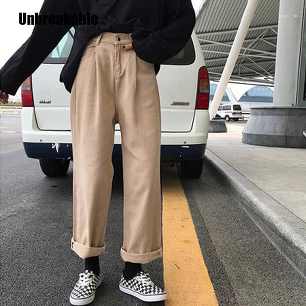 jeans women loose high waist leisure full-length wide leg jean all-match korean style simple womens trendy harajuku daily chic1, Blue
