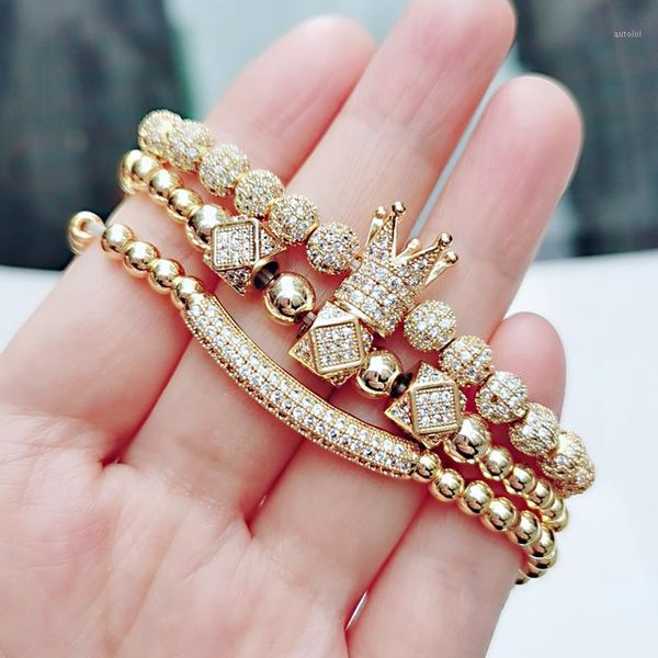 woogge 3pcs/set classical handmade beaded braiding bracelet pave cz zircon gold crown hip hop couple gift1, Golden;silver
woogge 3pcs/set classical handmade beaded braiding bracelet pave cz zircon gold crown hip hop couple gift1, Golden;silver