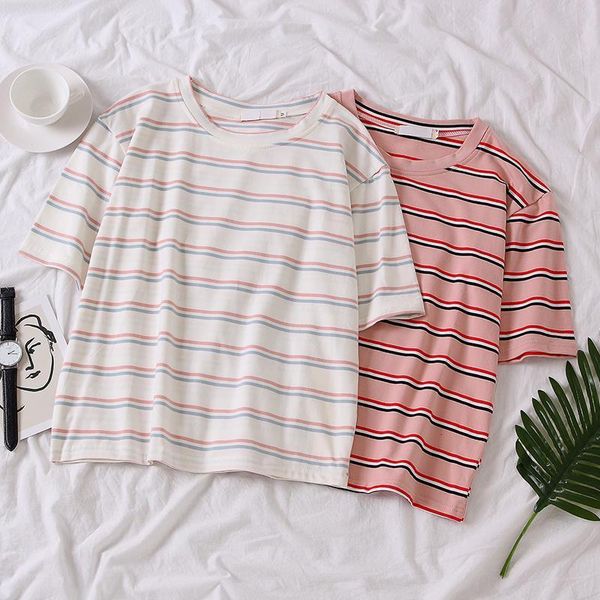 summer t-shirts korean women casual loose stripe print t-shirt harajuku o-neck lovely short sleeve student pink & tees, White
summer t-shirts korean women casual loose stripe print t-shirt harajuku o-neck lovely short sleeve student pink & tees, White
