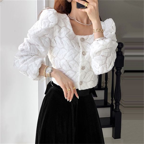 2021 new women's fashionable solid turtlenecks unique lace breasted puff stereo sleeve texture fashion shirts spring z6cf, White
2021 new women's fashionable solid turtlenecks unique lace breasted puff stereo sleeve texture fashion shirts spring z6cf, White