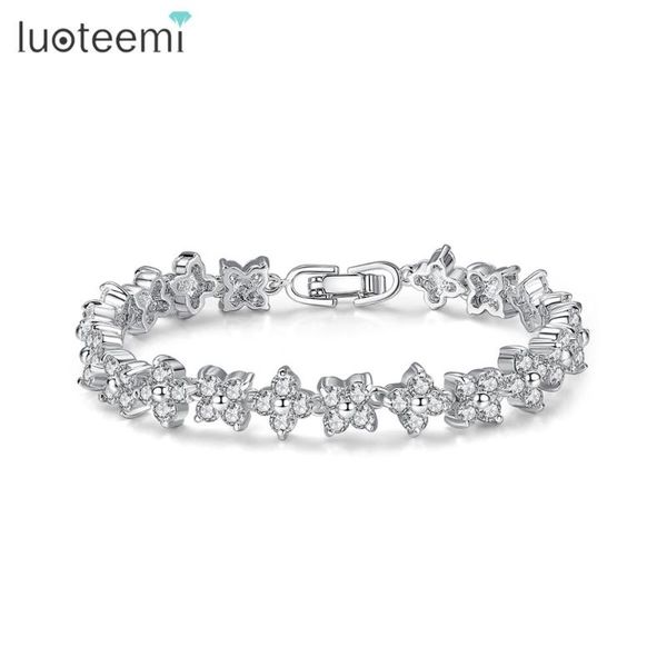 luoteemi fashion cubic zirconia bracelet jewelry clear zircon bracelet bangles white gold-color factroy wholesale, Black
