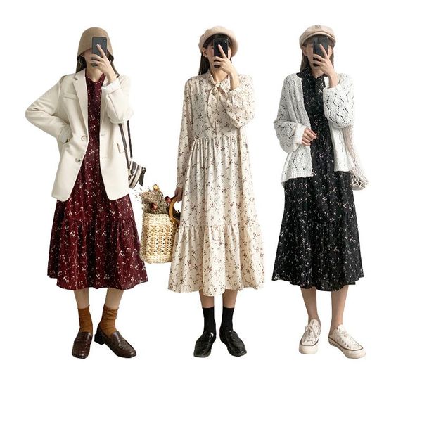 casual dresses floral dress women's long sleeve spring autumn waist vintage black korean loose oversized, Black;gray
casual dresses floral dress women's long sleeve spring autumn waist vintage black korean loose oversized, Black;gray