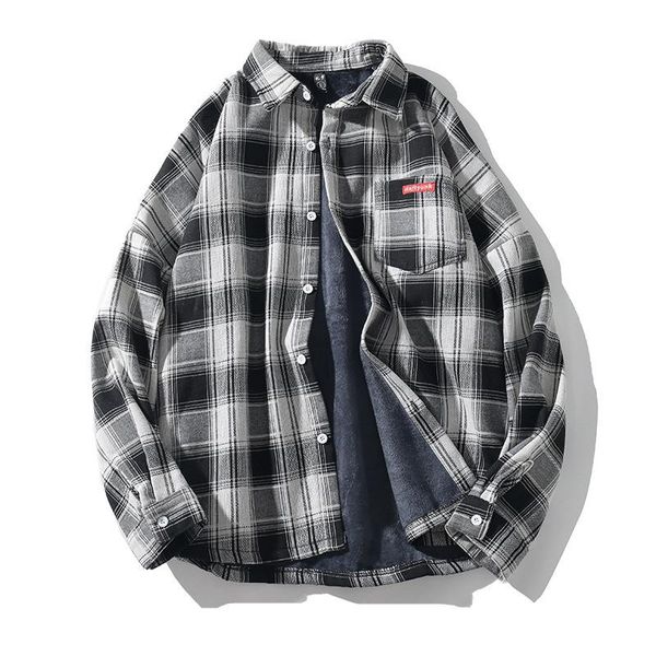 casual brand men's plaid shirts autumn new men plus velvet long-sleeved warm shirt japanese retro lapel shirt, White;black
casual brand men's plaid shirts autumn new men plus velvet long-sleeved warm shirt japanese retro lapel shirt, White;black