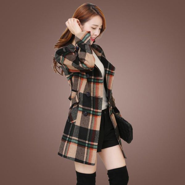 women's wool & blends plus size coat winter 2021 autumn fashion elegant mother plaid slim long tweed woolen outerwear female, Black
women's wool & blends plus size coat winter 2021 autumn fashion elegant mother plaid slim long tweed woolen outerwear female, Black