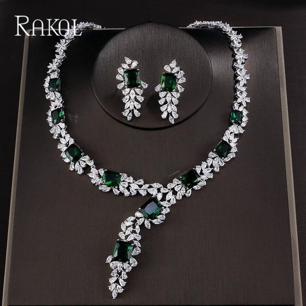rakol square green blue red cubic zirconia flower white color jewelry set for women bridal dress accessories, Silver
rakol square green blue red cubic zirconia flower white color jewelry set for women bridal dress accessories, Silver