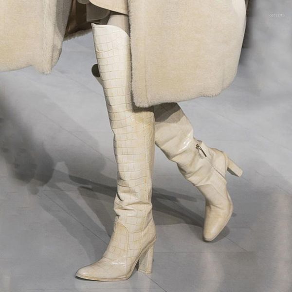 faux leather chunky heels knee high boots pointed toe western runway boots white black blue leather winter tall1
faux leather chunky heels knee high boots pointed toe western runway boots white black blue leather winter tall1