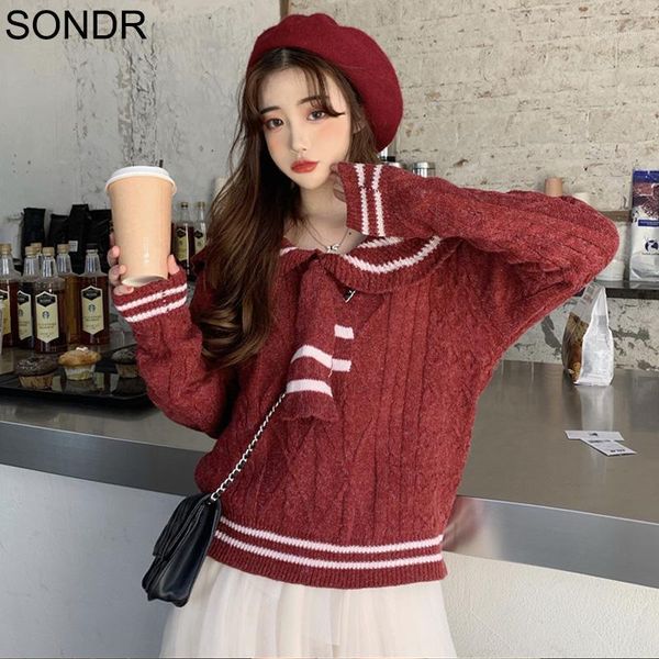 autumn winter women pullover sweater korean long sleeve knitting sweet cute kawaii lady navy collar casual loose sweaters1, White;black
autumn winter women pullover sweater korean long sleeve knitting sweet cute kawaii lady navy collar casual loose sweaters1, White;black